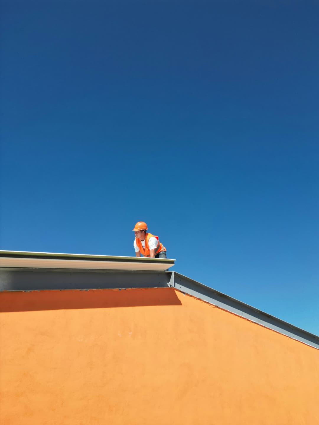 Professional worker on roof maintenance